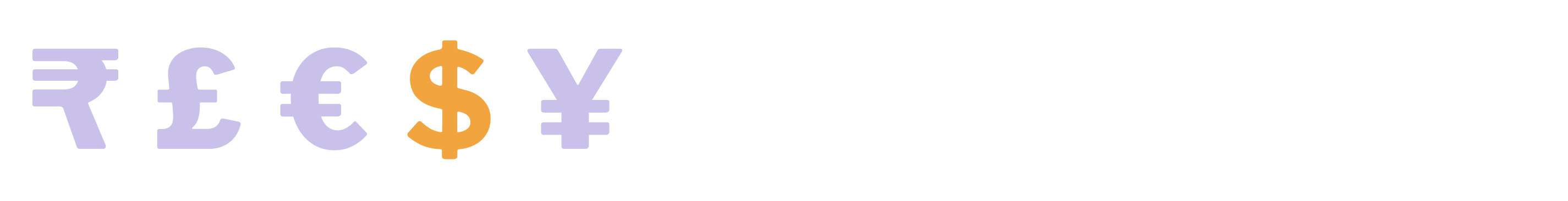 A horizontal row of five global currency symbols—Rupee, Pound, Euro, Dollar, and Yen—on a solid black background, illustrating the financial impact of employee AI tool resistance.